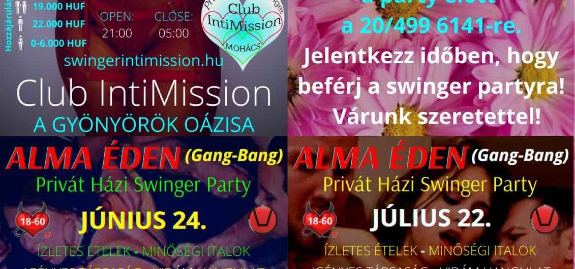 Club IntiMission: Privát Házi Swinger Party - Június 17. - Július 22